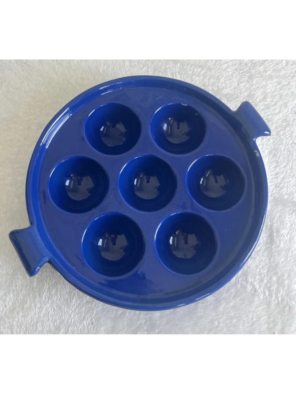 RARE VINTAGE MCM! Copco Denmark Blue Enamel Michael Lax Aebleskiver Pan